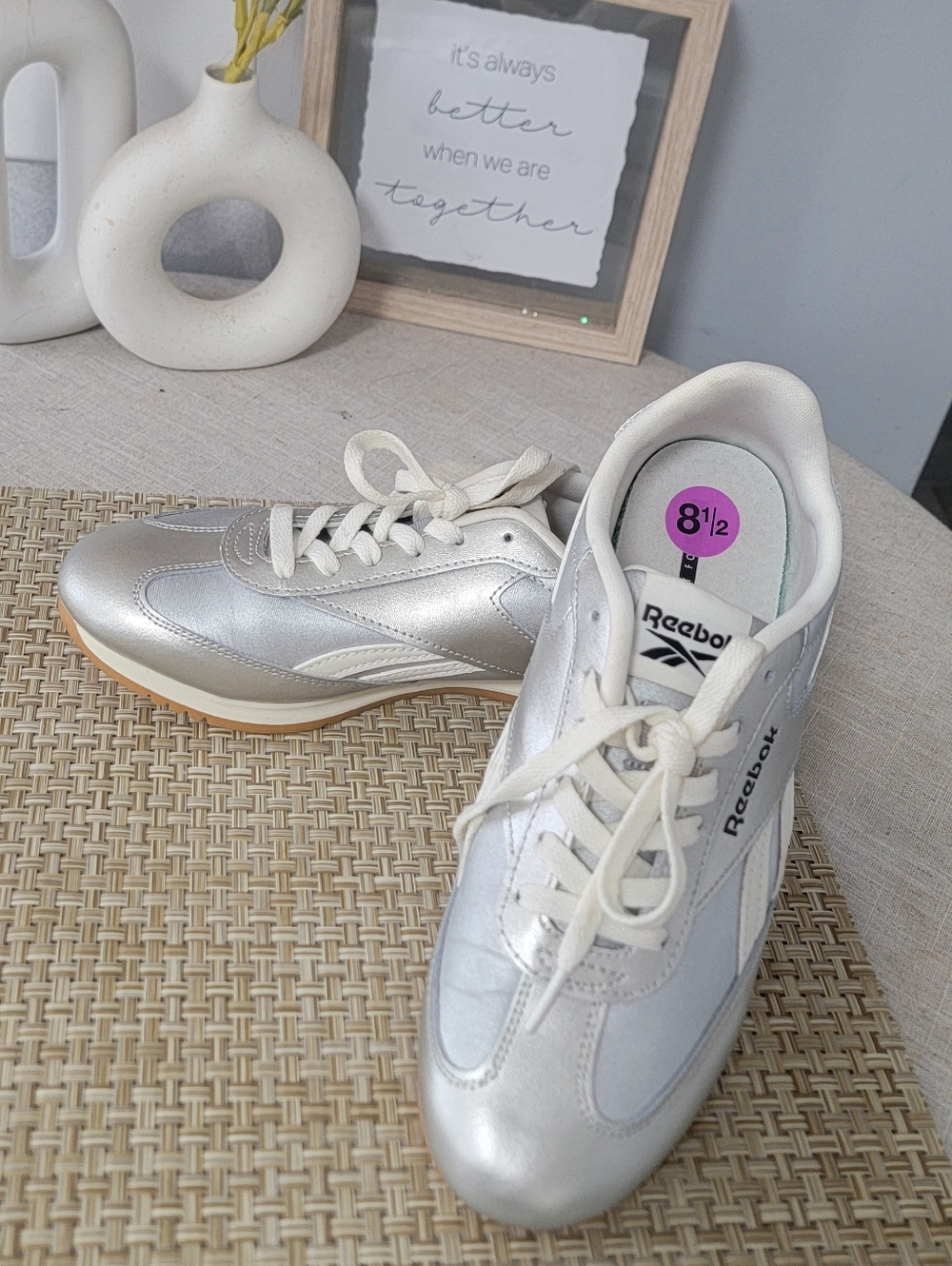 Reebok Women’s Silver Classic Lace-Up Sneakers - Picture 6 of 12
